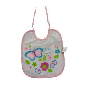 Regent Girls One Size Feeding Drool Bib Pink Little Love Butterfly Flowers